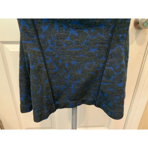 Veronica Beard Blue & Black Baroque Scroll Flounce Mini Skirt, Size Large - Picture 3 of 8